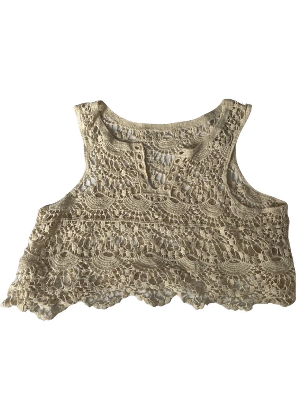 Lacy Cropped Coverup Tank Top. - Picture 1 of 6